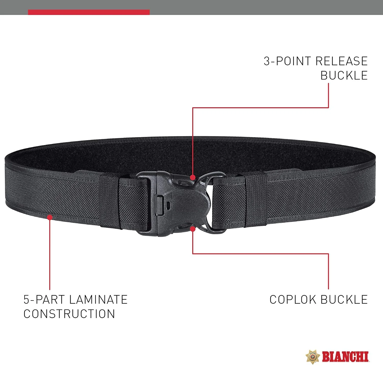 Bianchi Accumold 7210 Nylon Duty Belt Black 2-Inch Wide (Waist Size Small 28-34)