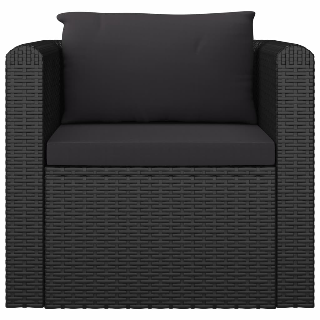 Dcenta Outdoor Single Sofa with Cushions Black Poly Rattan Patio Sofa Chair for Garden, Poolside, Backyard, Balcony, Lawn Furniture 31.5 x 28.3 x 24.8 Inches (W x D x H)