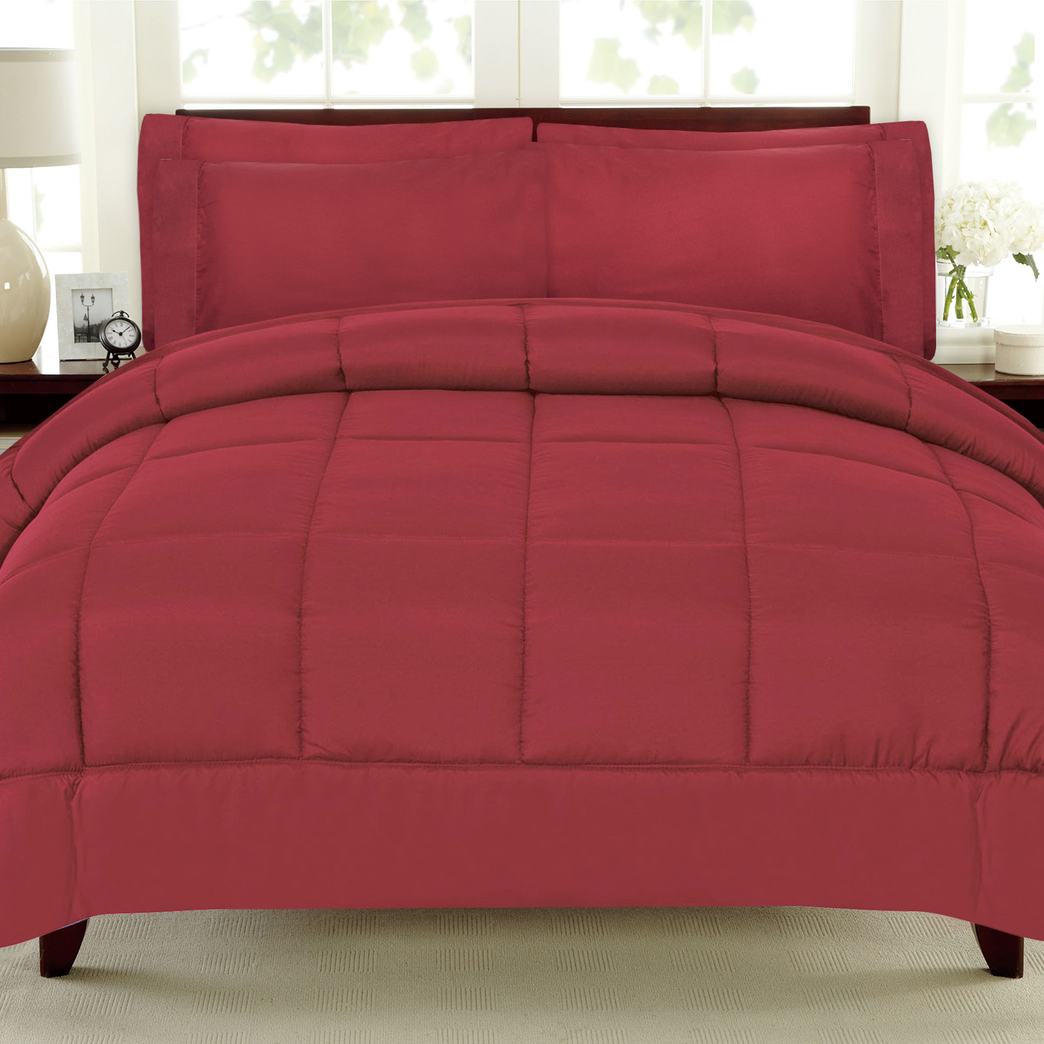 Supreme 5 Piece Bed-In-A-Bag Down Alternative Comforter & Sheet Set, Twin Extra-Long, Burgundy By Sweet Home Collection
