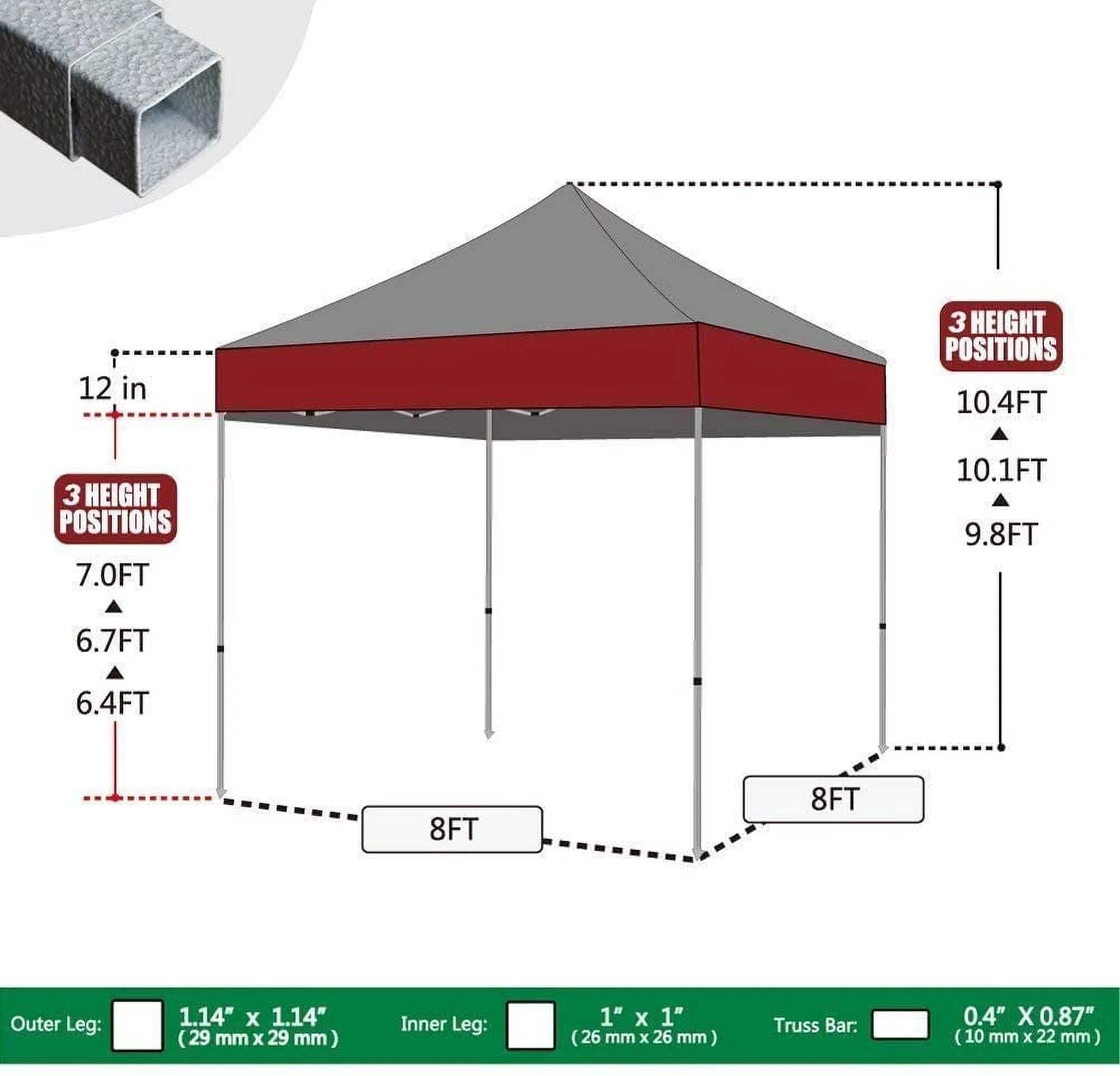 Eurmax 8x8 Feet Ez Pop up Canopy Outdoor Canopies Instant Party Tent, Sport Canopy Bonus Roller Bag With Sand Weights Bags(Black)