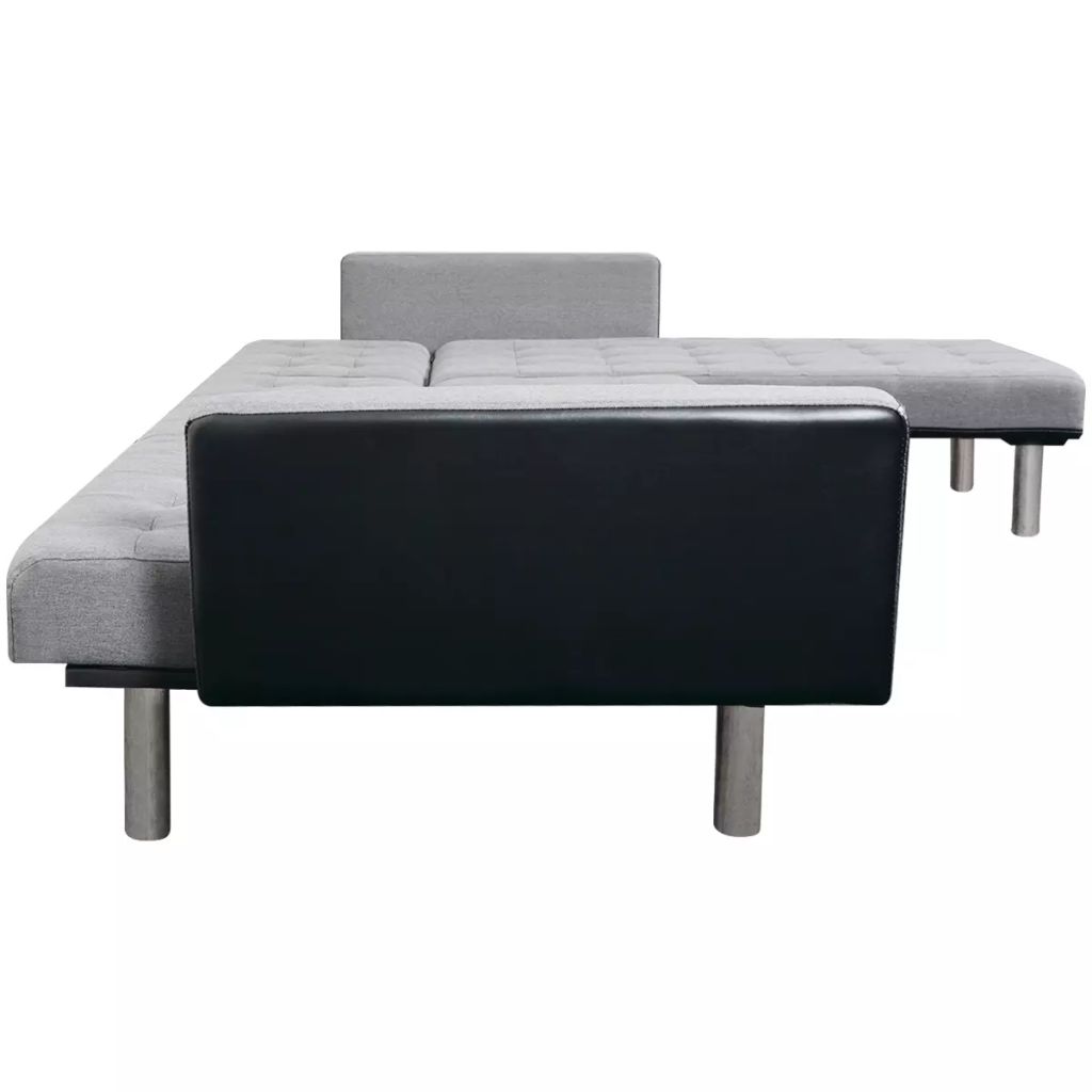 Lixada L-shaped Sofa Bed Fabric Black and Gray