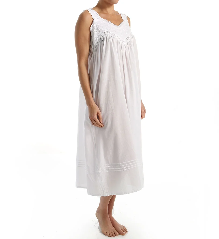 LA CERA Womens Cotton Nightgown Summer Nightgowns for Women 100% Cotton Chemise - White - Small