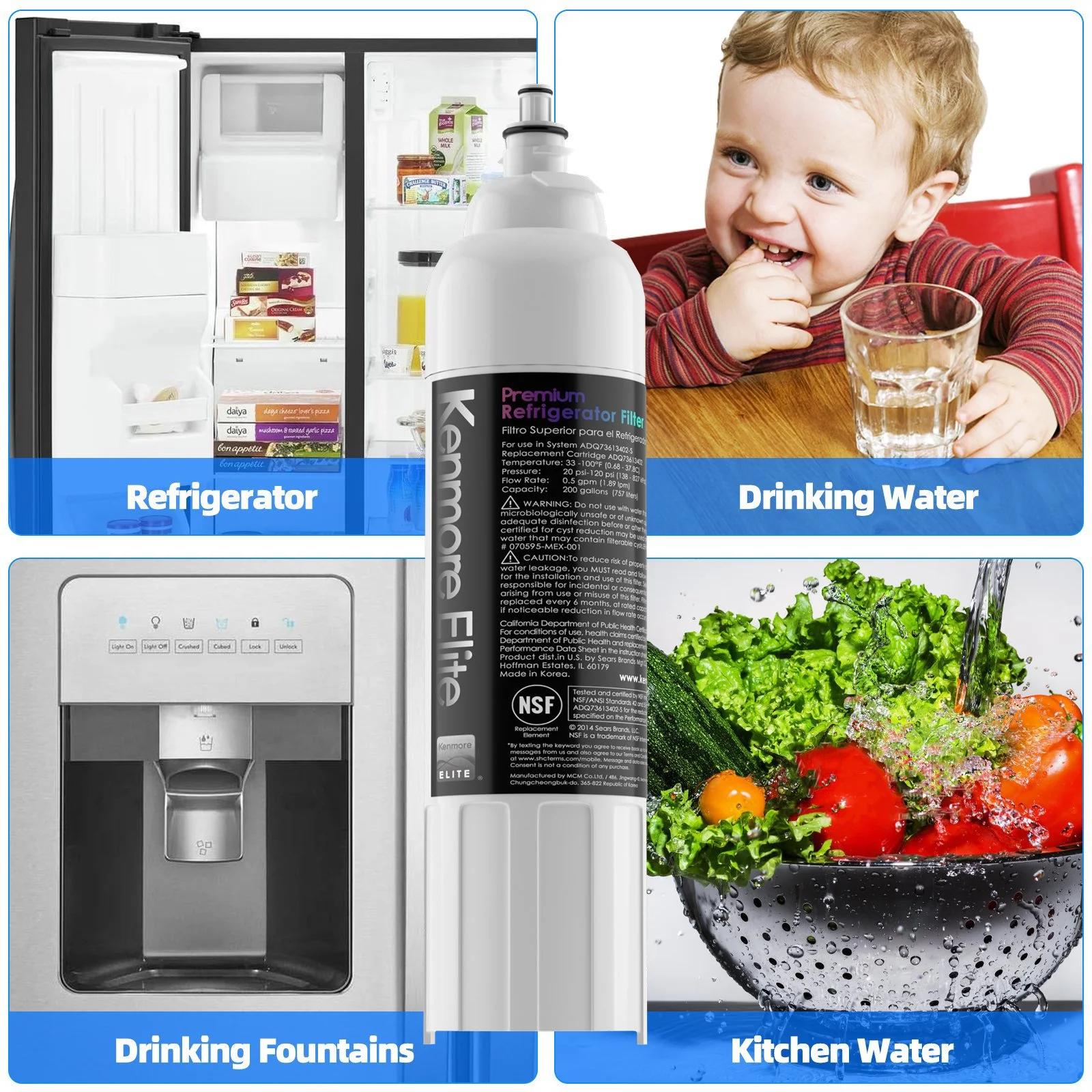 Kenmore 9490 Refrigerator Water Filter, Compatible Replacement for LT800P,9490 46-9490,469490, ADQ73613402,ADQ73613401 Pack of 2