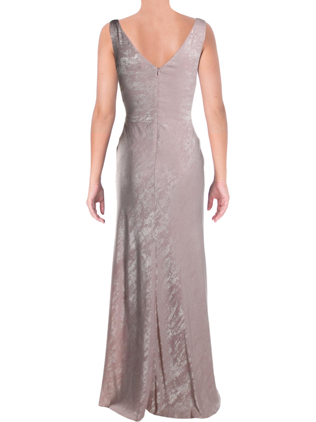 RALPH LAUREN Womens Pink Tie Front Sleeveless V Neck Maxi Evening Sheath Dress 14