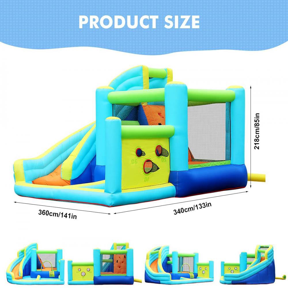 Fbsport Kids Inflatable Bounce House Climbling Ball Pit Jumper Play Slide With Blower, 6-in-1 Bouncer