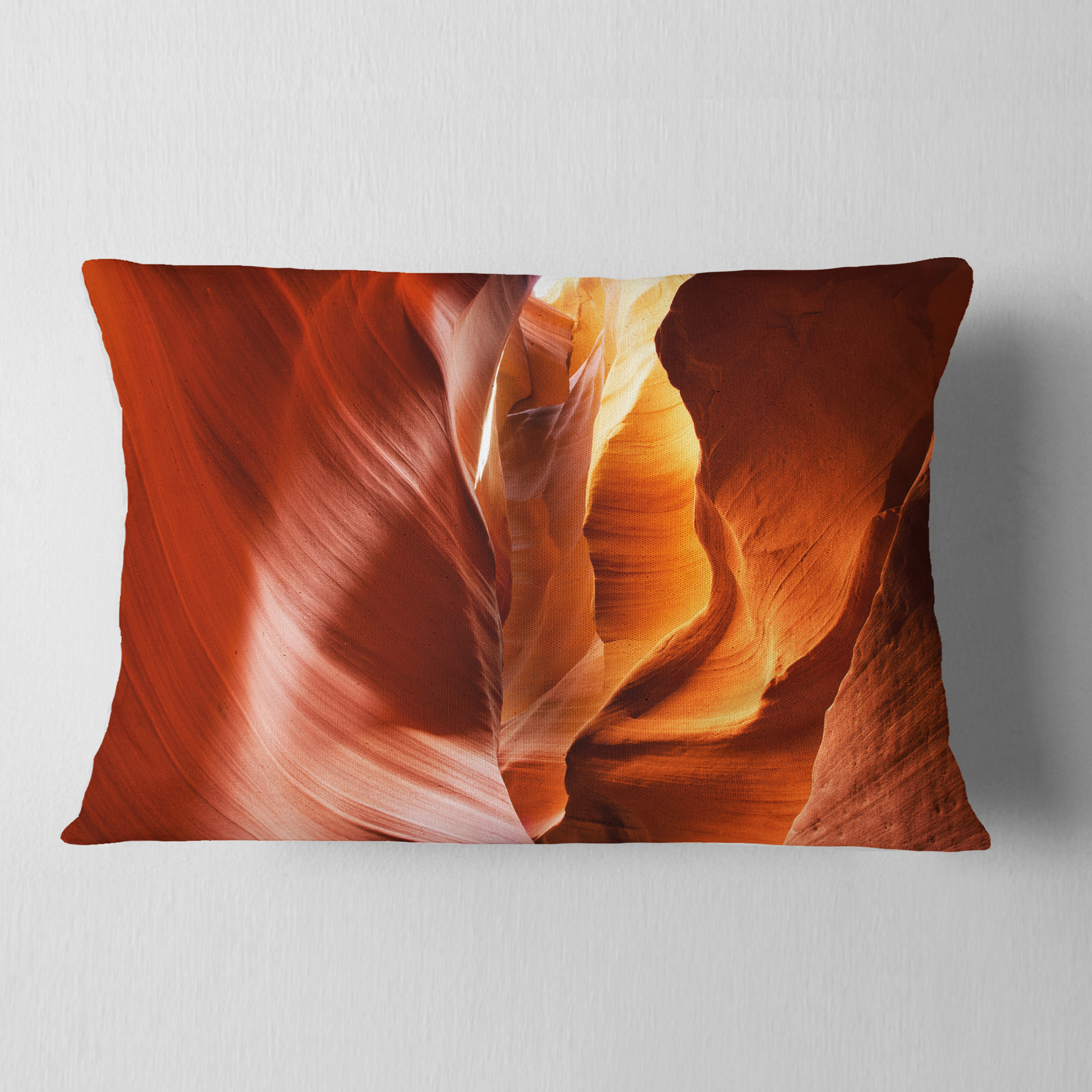 Designart Sunshine in Antelope Canyon - Landscape Photo Throw Pillow - 12x20