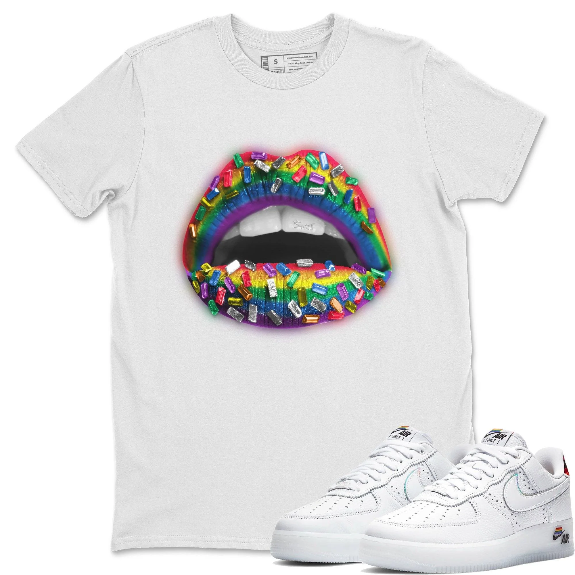Lips Jewel AF1 Be True Sneaker Matching T-shirt - Force 1 Betrue Force 1 BETRUE (White / 6X-Large)