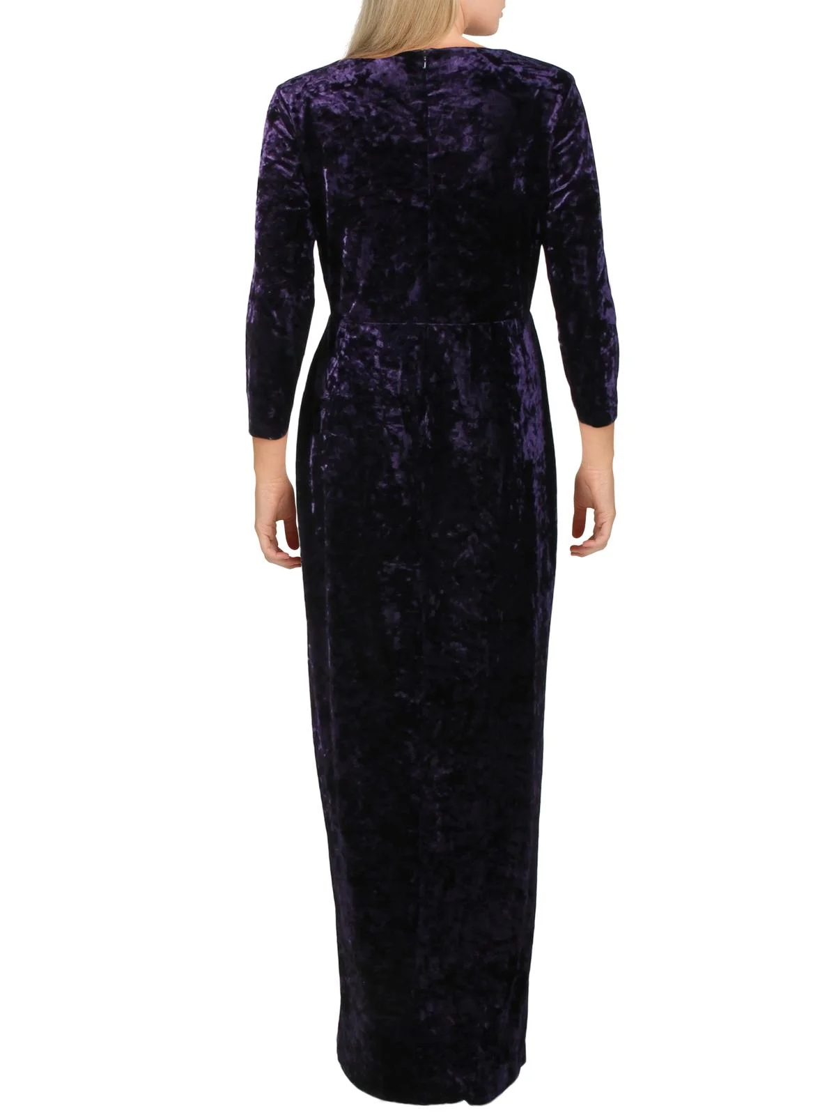 Lauren Ralph Lauren Womens Annaliah Velvet Faux Wrap Evening Dress Purple 4