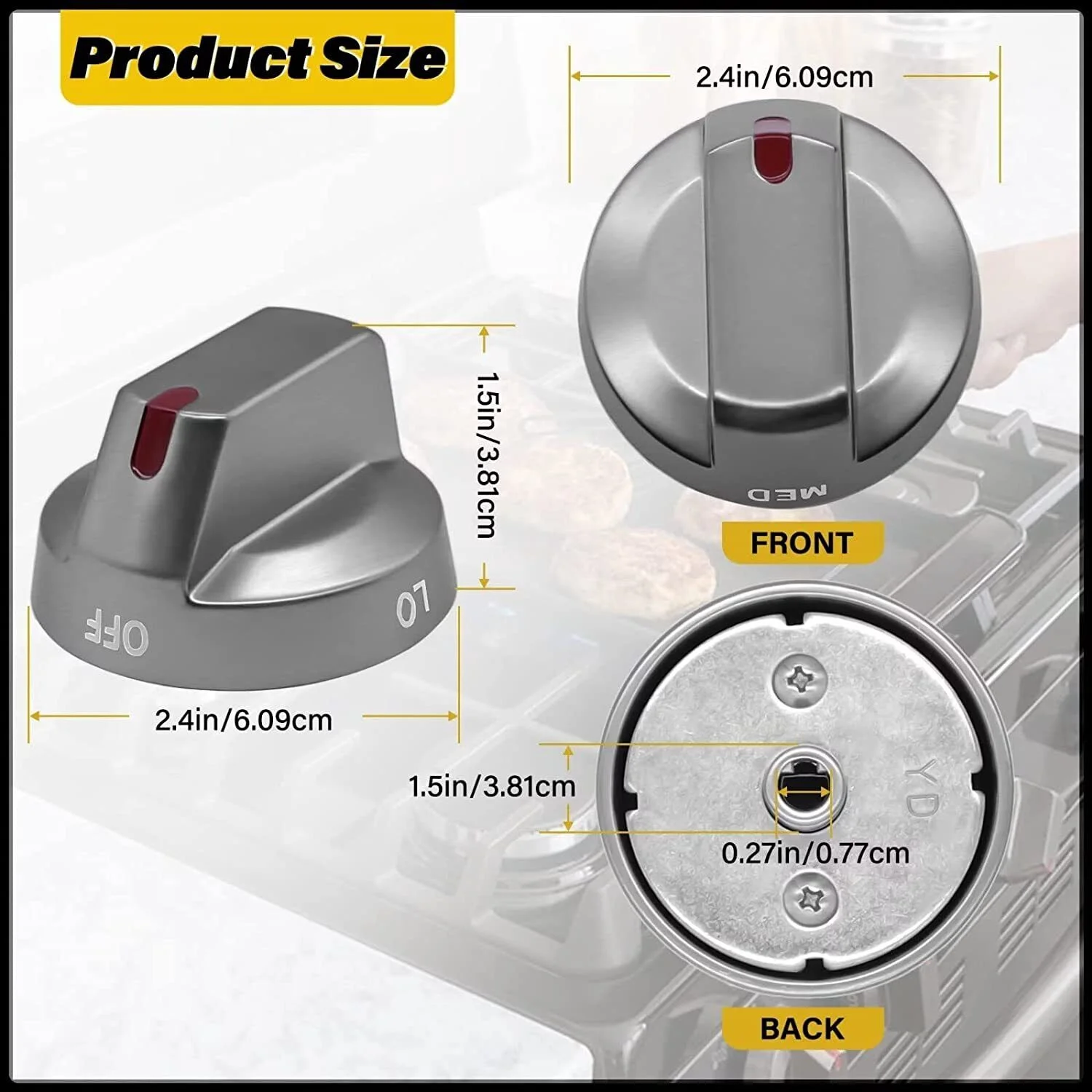 5X Gas Stove Range Knobs Switch DG64-00473B for Samsung Cooktop Oven NX58J5600SG