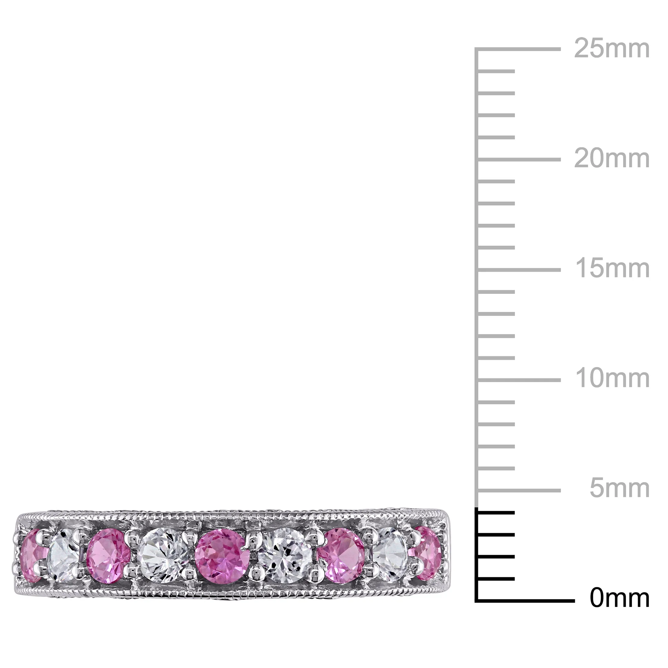 Miabella Women's 4/5 Carat T.G.W. Round-Cut Created White Sapphire and Round-Cut Created Pink Sapphire Sterling Silver Anniversary Band
