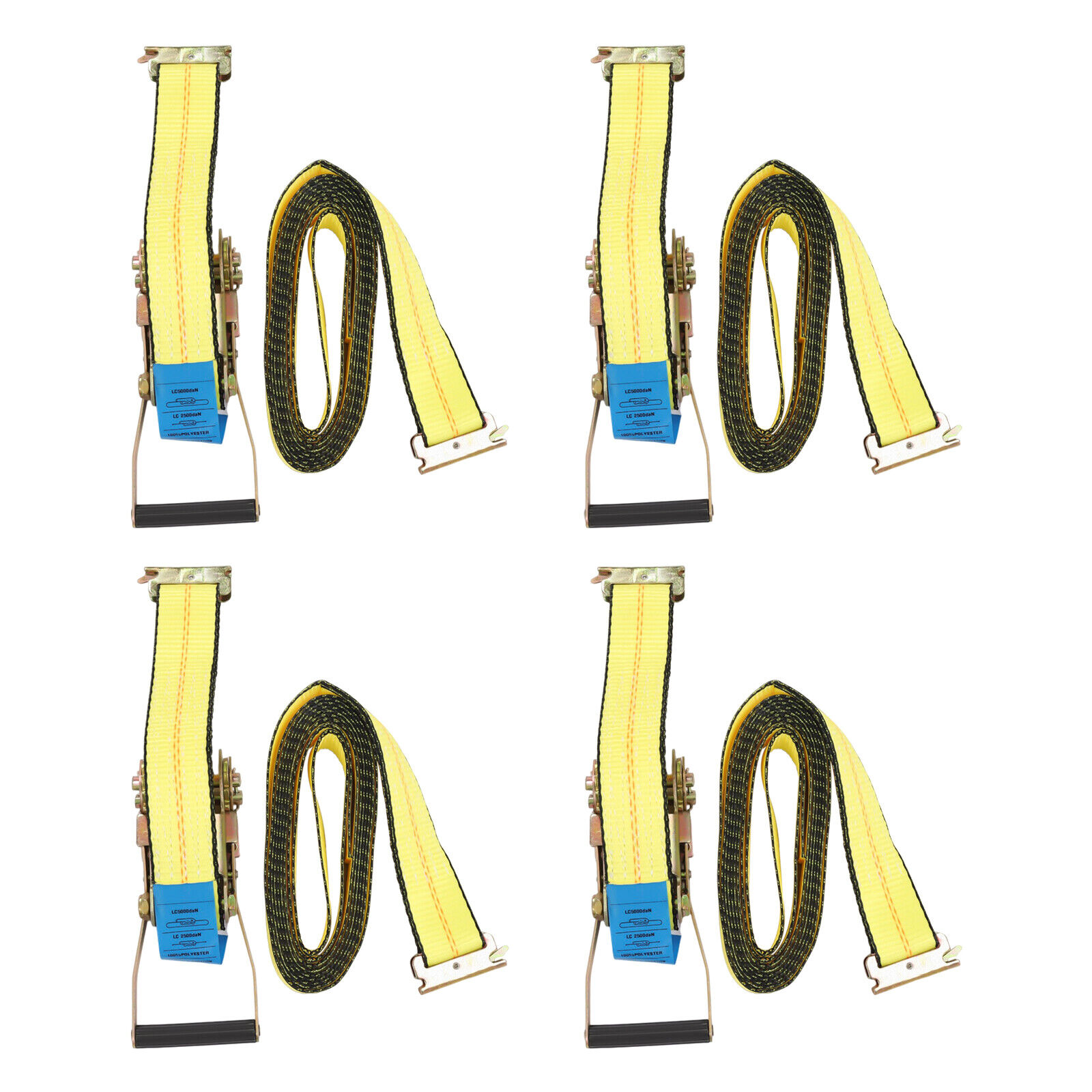 4 Packs Ratchet Lashing Strap 30ft*2in Cargo Van Tie-Down Straps W/ Flat Hook
