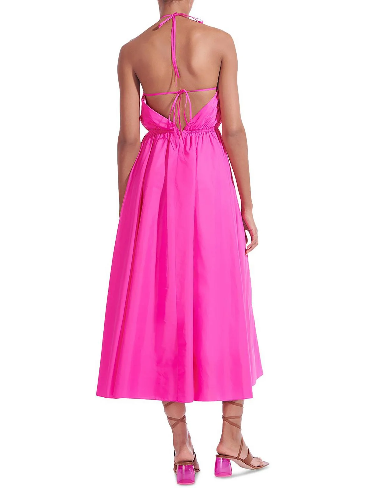 STAUD Womens Danielle Halter Embellished Midi Dress