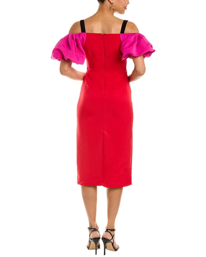 Zac Posen womens  Off-The-Shoulder Midi Dress, 0, Red