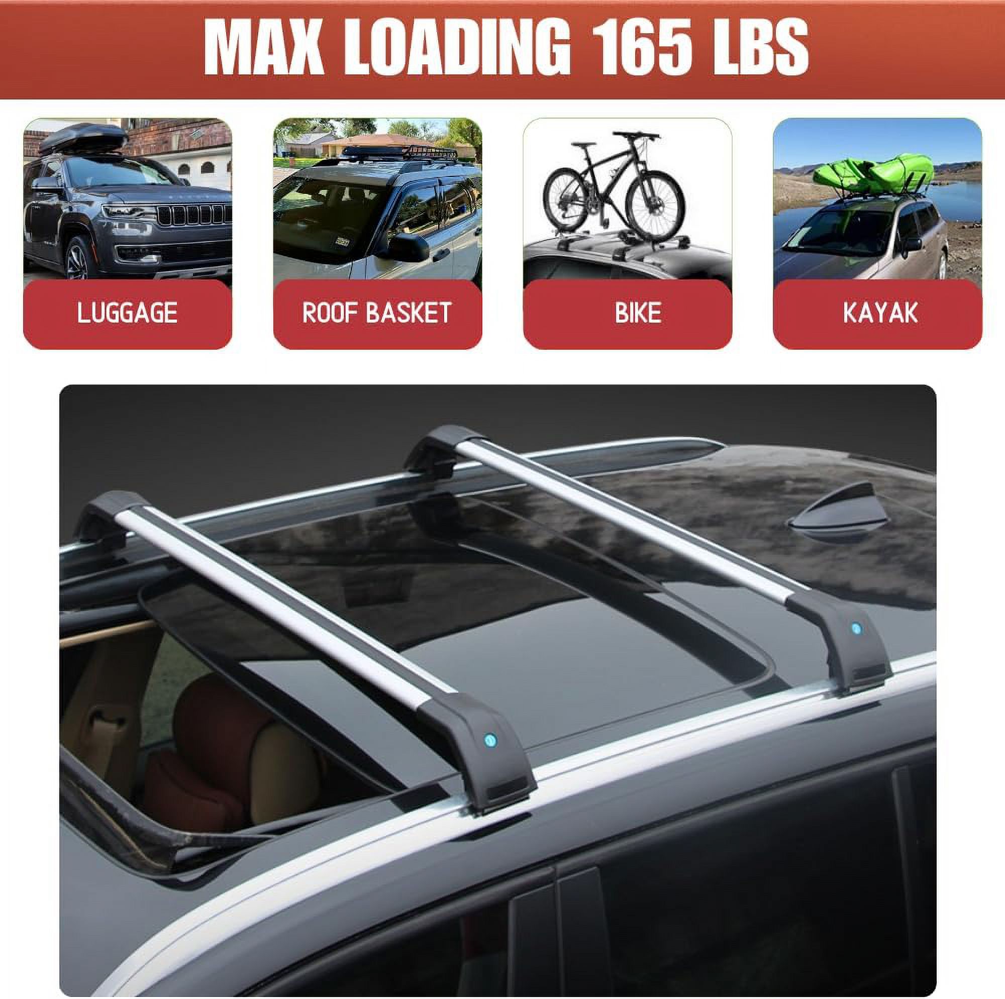 NIXFACE Roof Rack Cross Bars Fit for KIA Sportage 2016-2022 Aluminum Cargo Carrier Bag Luggage Kayak Canoe Bike Snowboard Skiboard