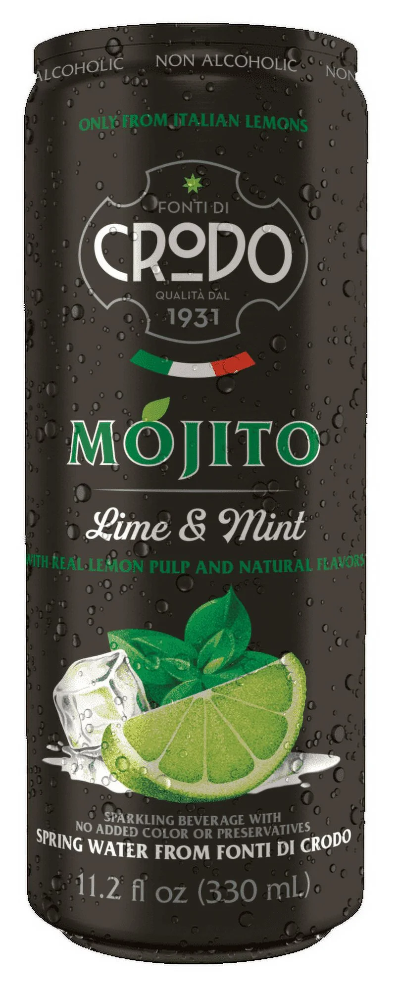 Fonti Di Crodo Mojito, Italian Sparkling Beverage with Lime & Mint, 11.2 Oz. Cans (Pack of 24)