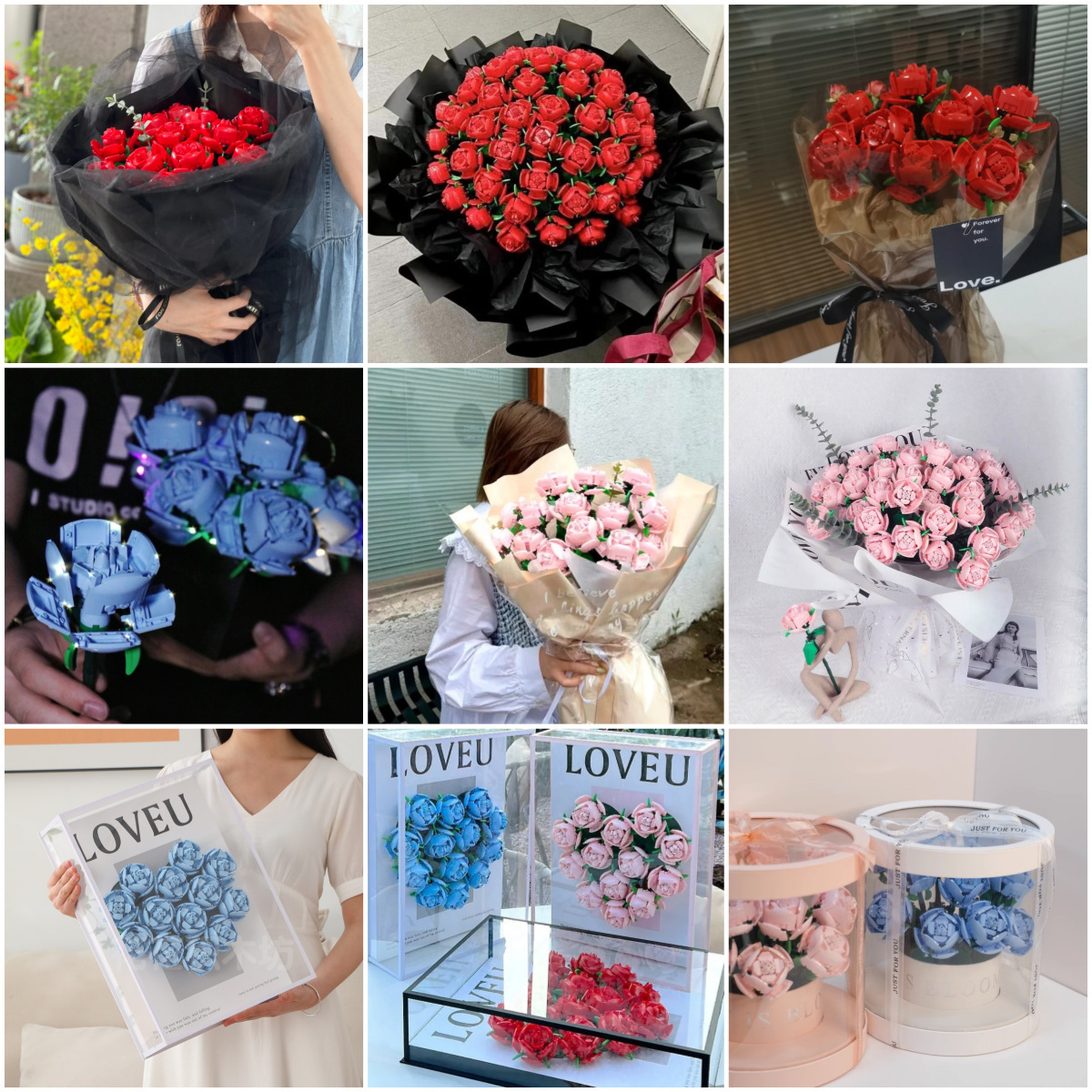 Flower Bouquet Building Kit, Orchid Tulip Bonsai Creative Building, DIY Building Blocks Education Stem Toy, Gift Set for Decoration Office&Home