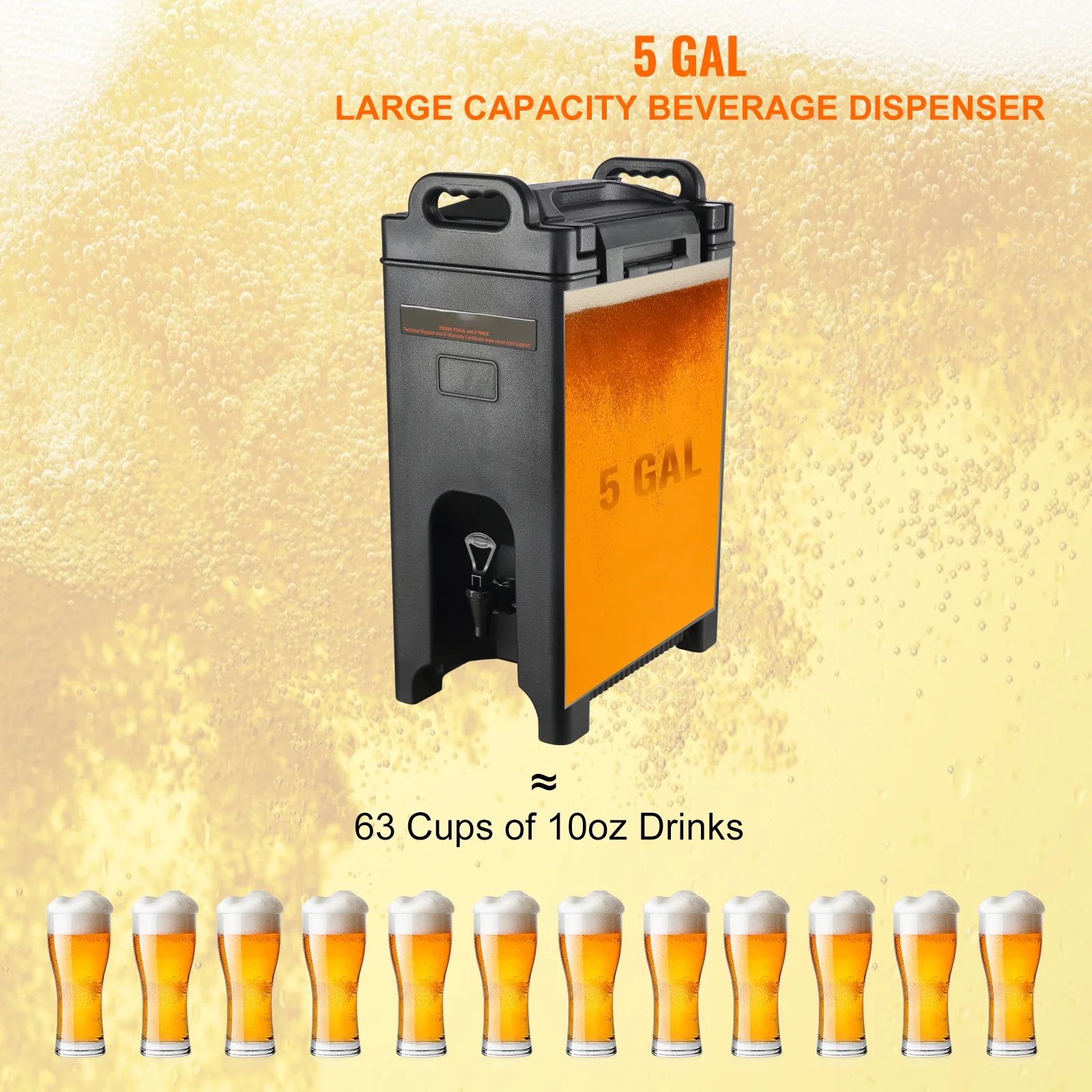 SKYSHALO Insulated Iced and Hot Beverage Server/Dispenser 5 Gallon Beverage Carrier Food-Grade LDPE Material
