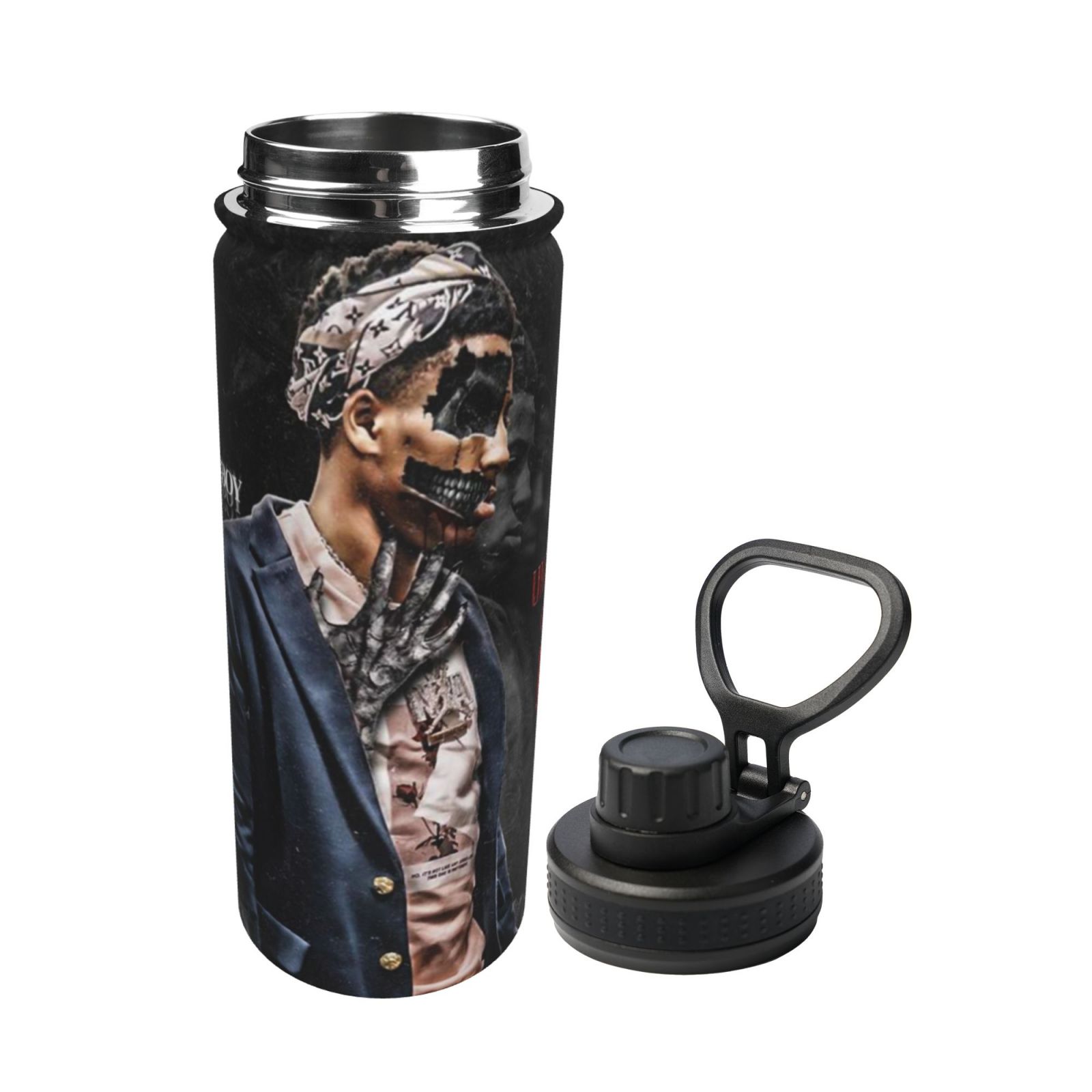 YoungBoy Never Broke Again Music Sports Insulated Water Bottles Kettle Stainless Steel Portable Cup18OZ For Travel Gym School