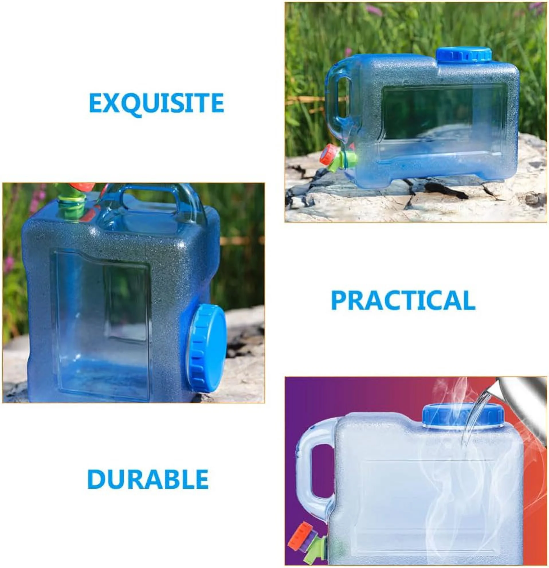 Water Jug 5 Gallon Camping Water Container -10L Portable Water Storage Camp Water Jug with Spigot, for Outdoor Camping Picnic Emergency Water Storage Water Containers