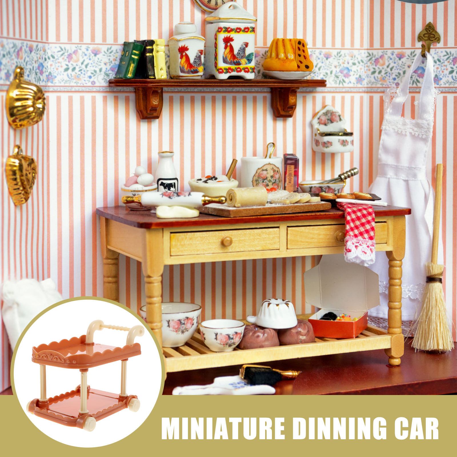 Doll House Cart Snack Fruit Truck Mini Food Plastic Cars Pretend Kitchen Playset Doll House Supplies