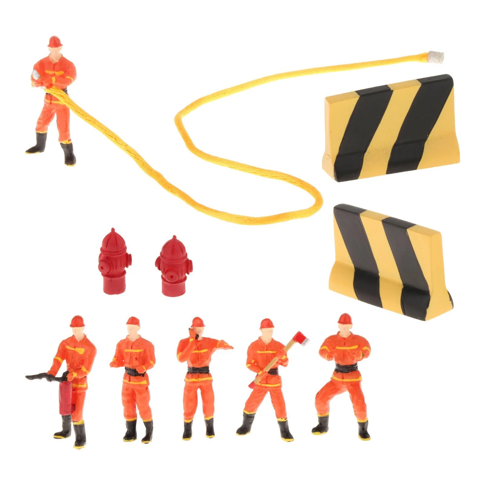 PETSOLA Miniature Firefighter Figures 1:50 Scale Model Train People Diorama Character for Trains Railroad Dollhouse Model Accessories