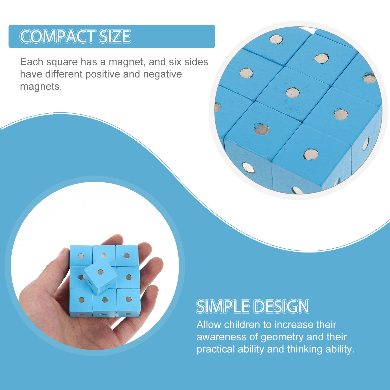 10 Pcs Magnetic Cube Toys for Toddlers Building Block Magnetic Wood Blocks Early Educational Toy Cube Blocks Child