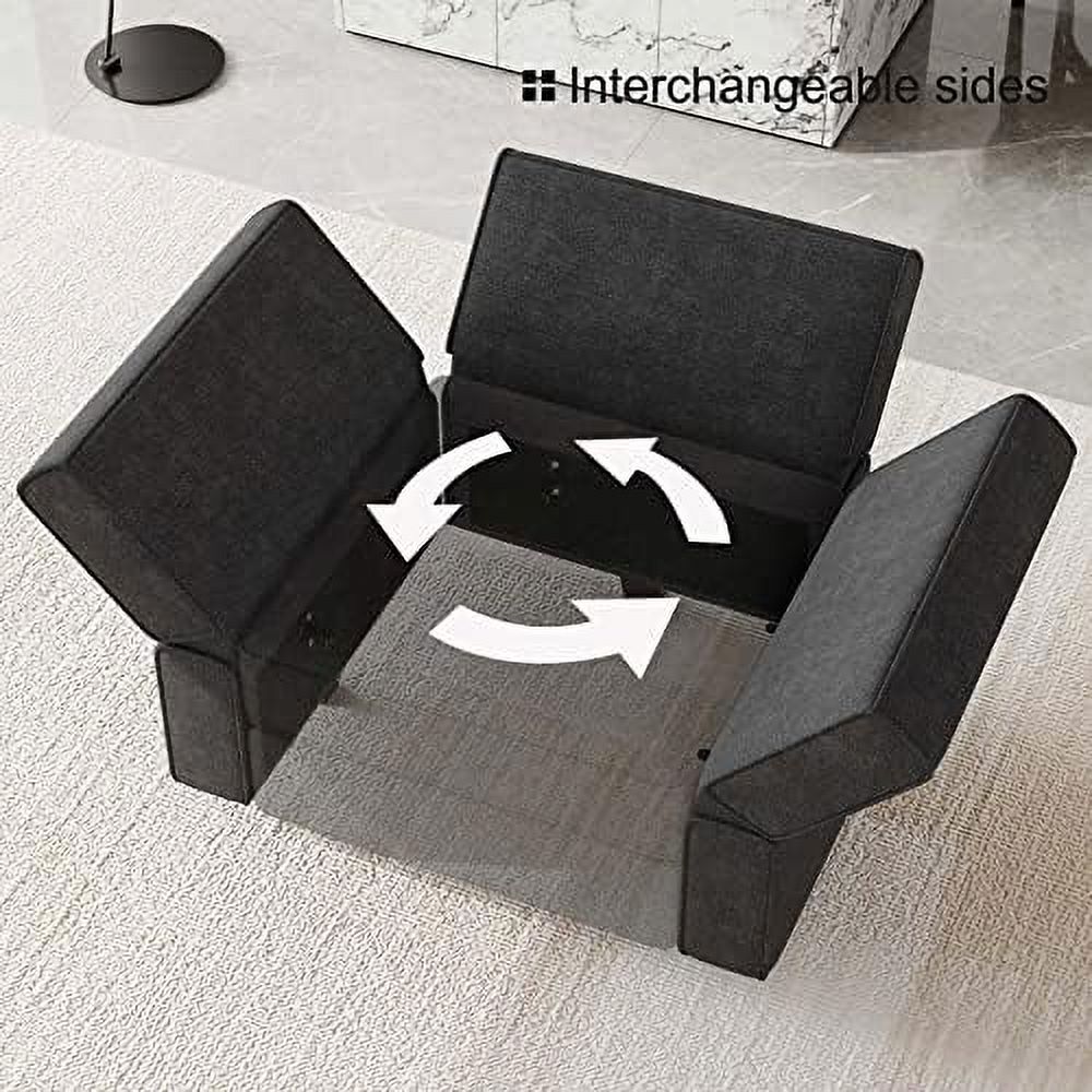 TJUNBOLIFE Fabric Modular Sectional Sofa  Ottoman Module Couch Side Sectional Free Configuration Ottoman Black