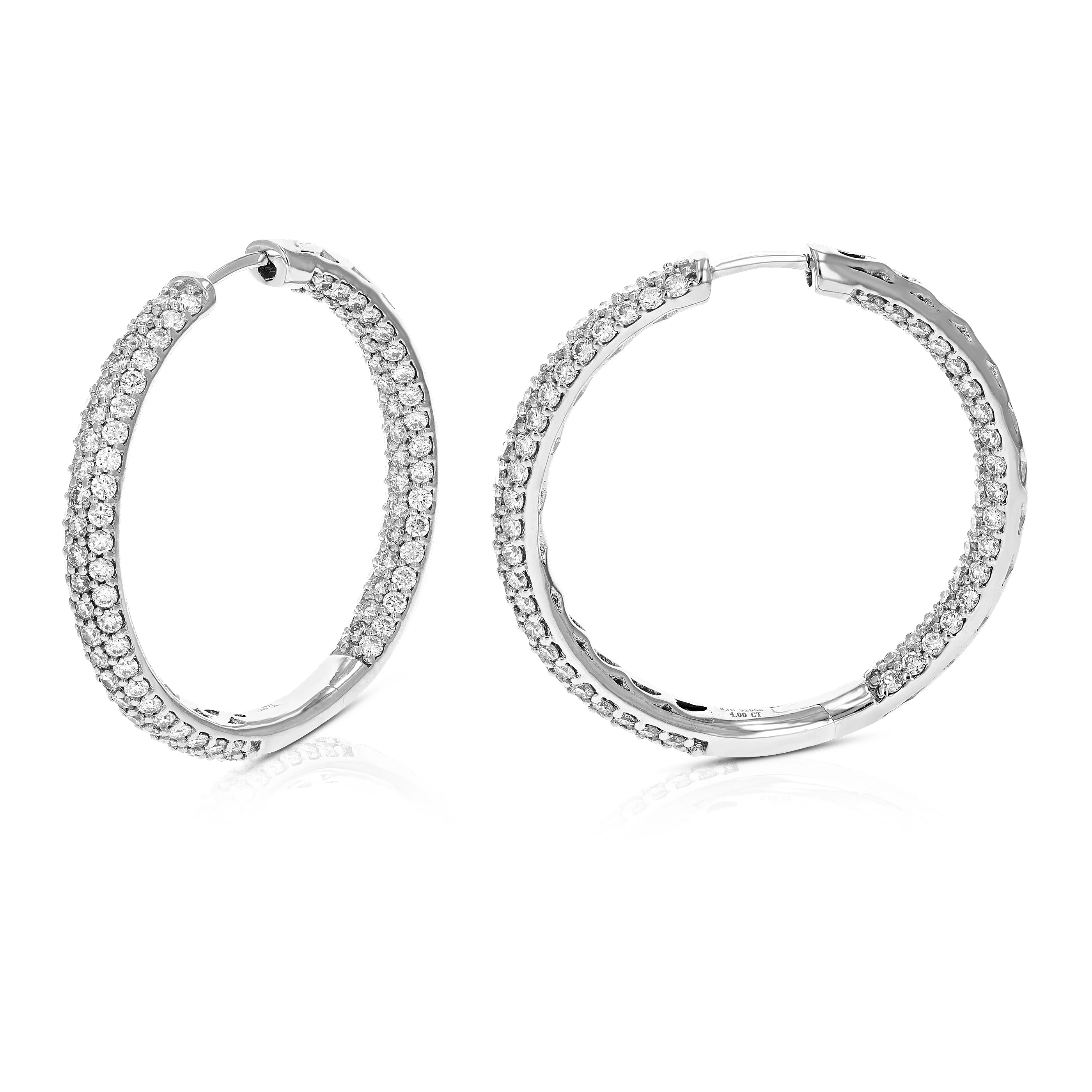Vir Jewels 4 CTTW Lab Grown Diamond Hoop Earrings 925 Sterling Silver Prong 1 1/4 Inch
