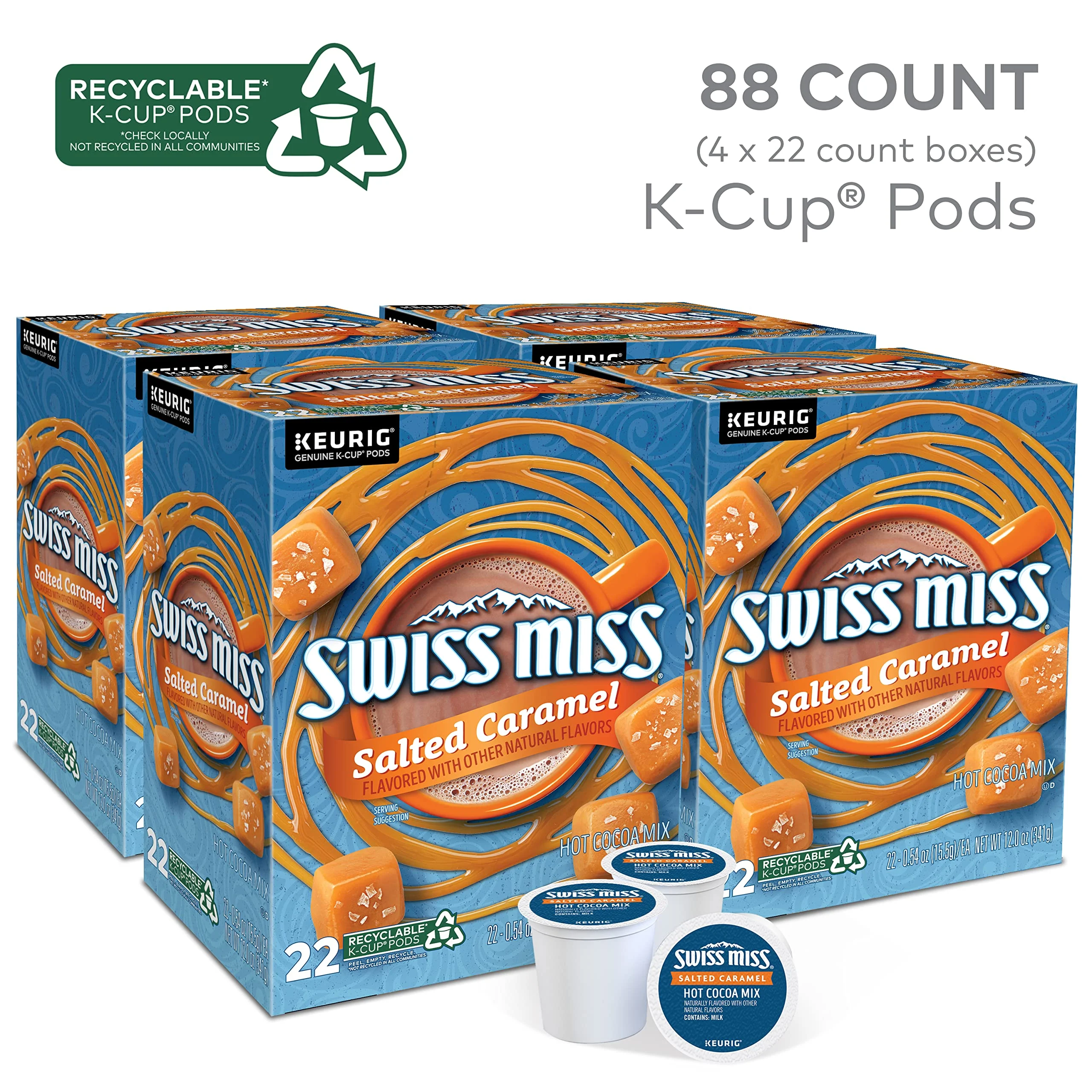 Swiss Miss Salted Caramel Hot Cocoa, Keurig Single Serve K-Cup Pods, 88 Count