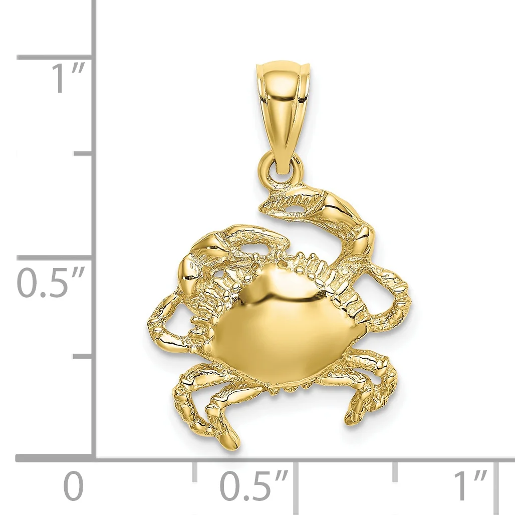 Saris and Things 10K Yellow Gold 2-D Crab Charm