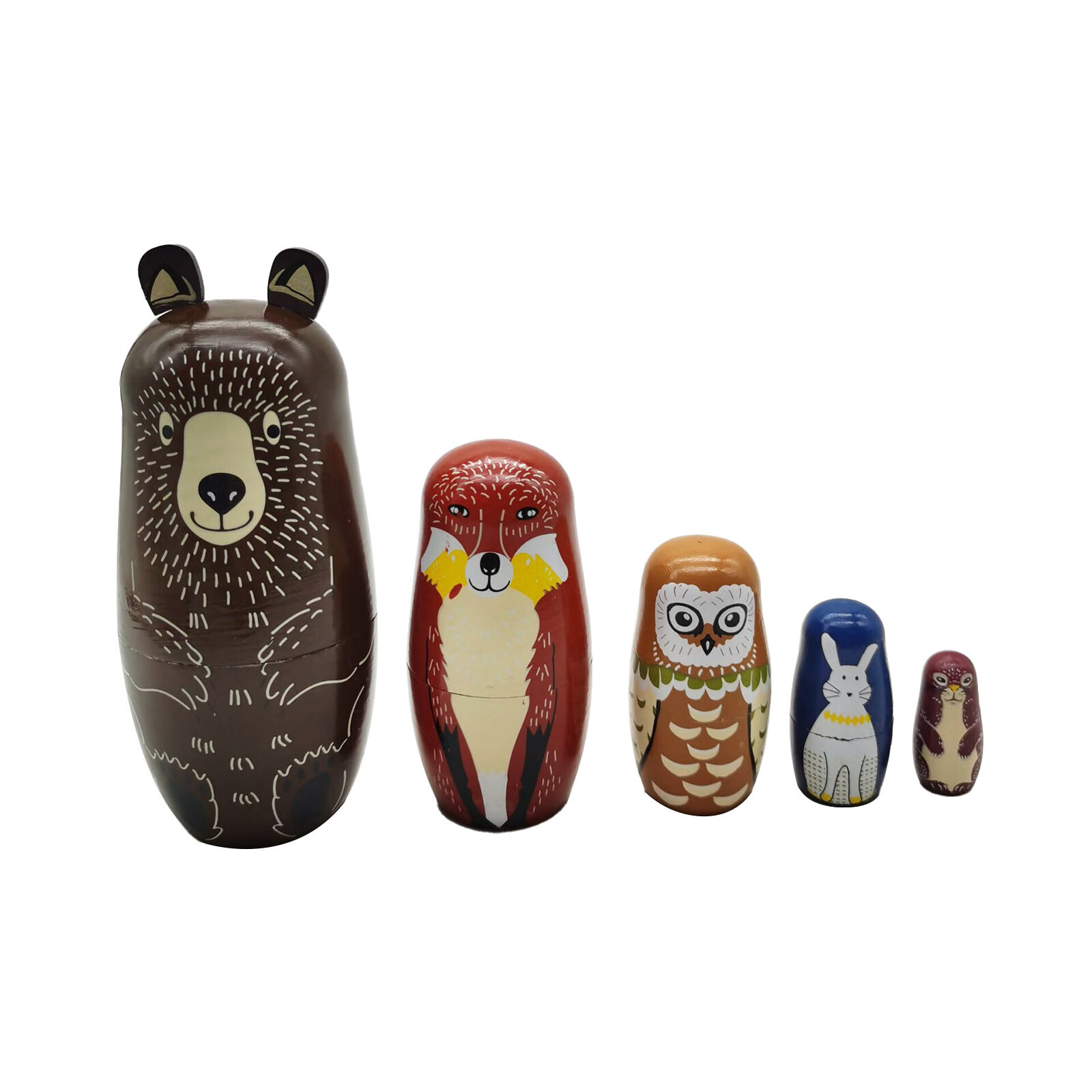 Plutyo Russian Matryoshka For Children, Pack Of 5 Animal Dogs Matryoshka Wooden Toy