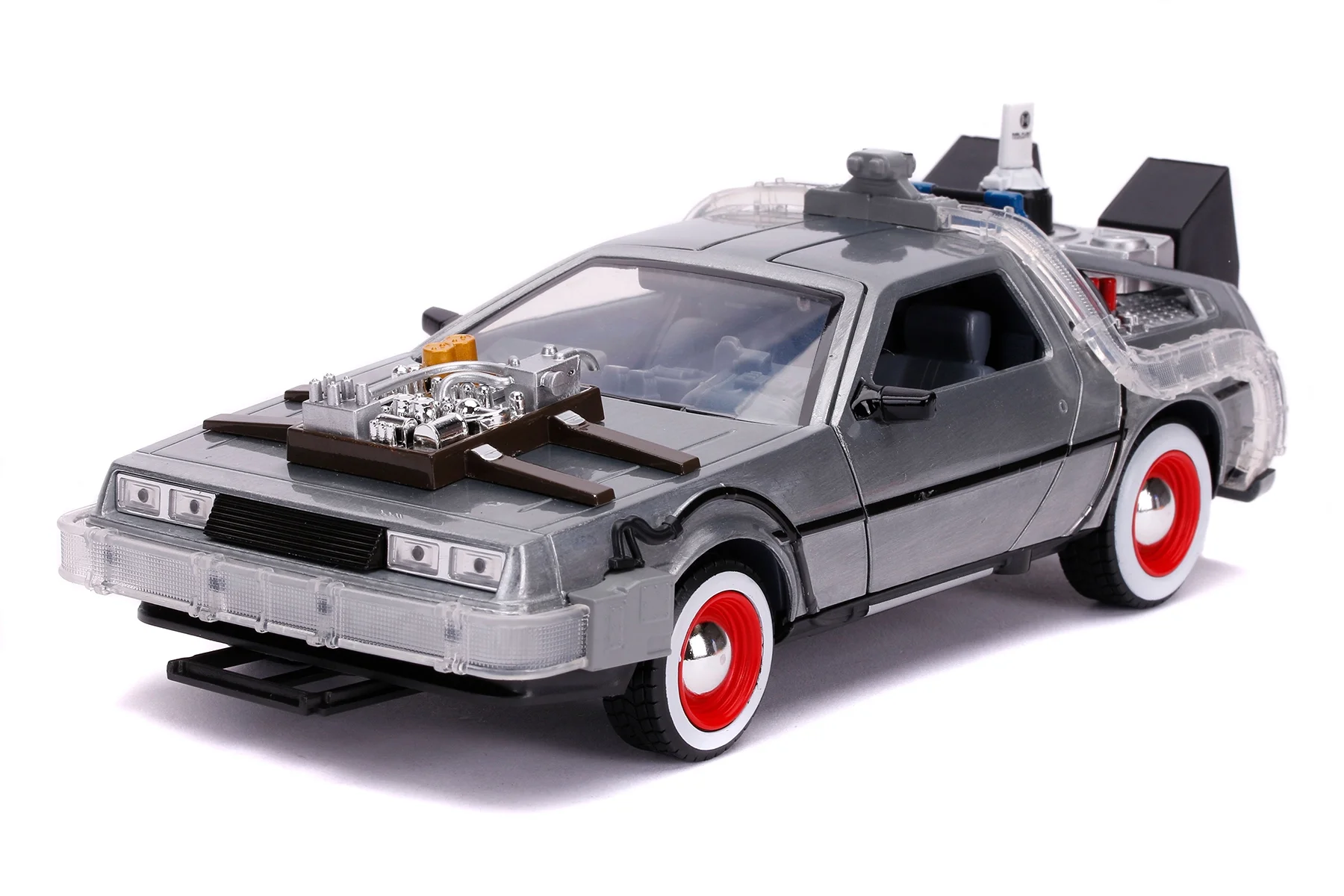 Diecast Car w/Display Case - DeLorean Time Machine w/ Lights, Back to the Future III - Jada Toys 32166 - 1/24 scale Diecast Car