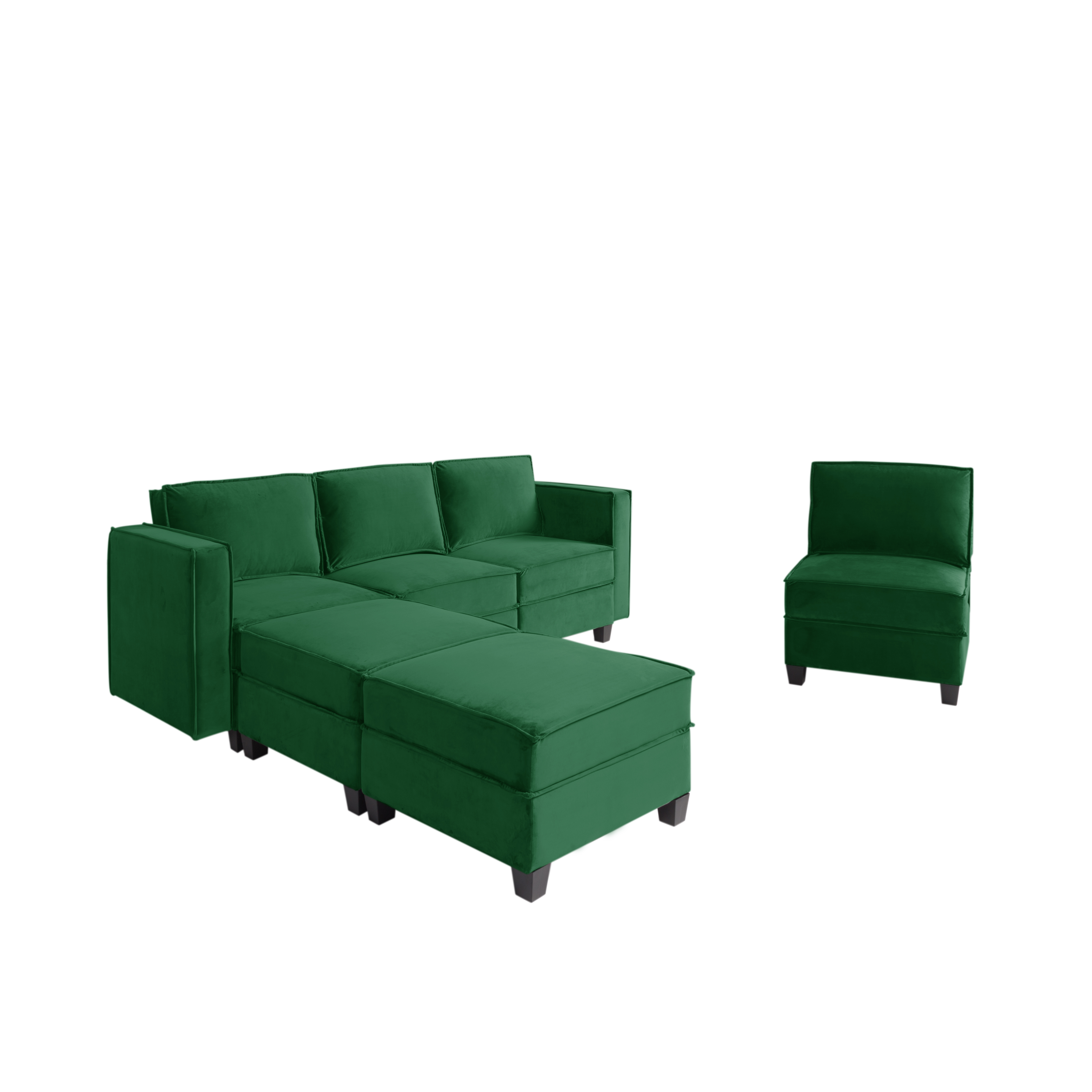 Modern Large Velvet U-Shaped Convertible Sectional Sofa Bed, Folding Sleeper Modular Couch with Removable Storage Ottomans for Living Room Office