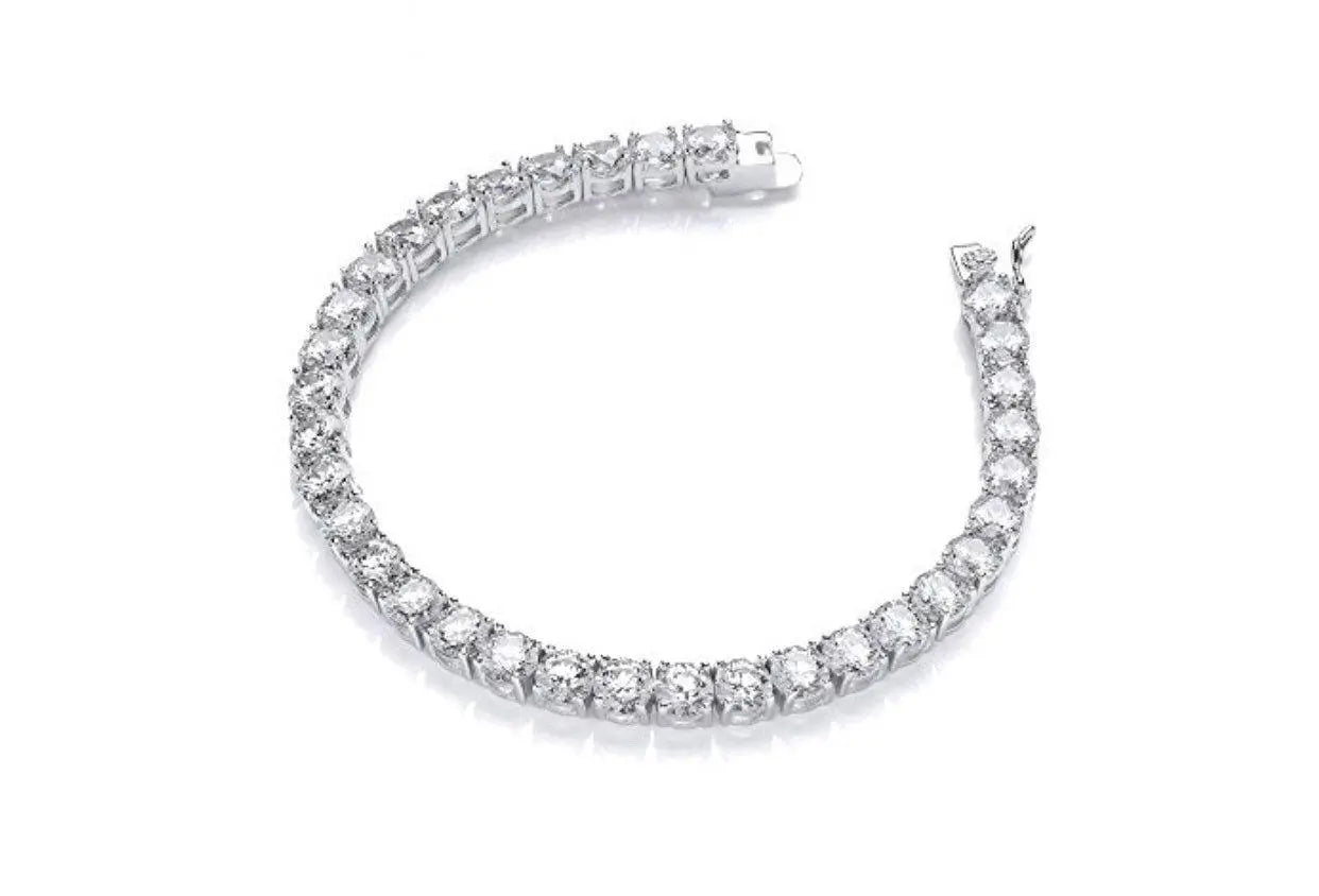 ADIRFINE 7MM 925 Solid Sterling Silver Cubic Zirconia Tennis Bracelet