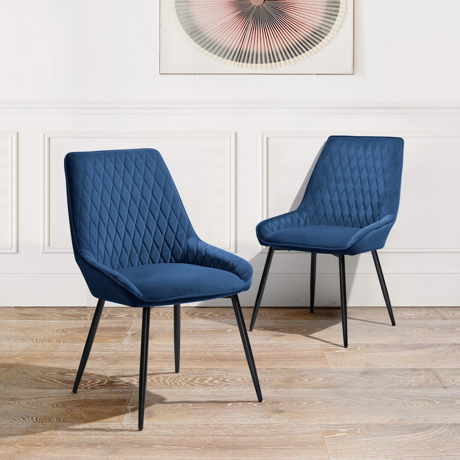 Homy Casa Velvet Tufted Dining  Side Chairs Set of 2, Accent Chair for Living Room Home Kitchen, Blue