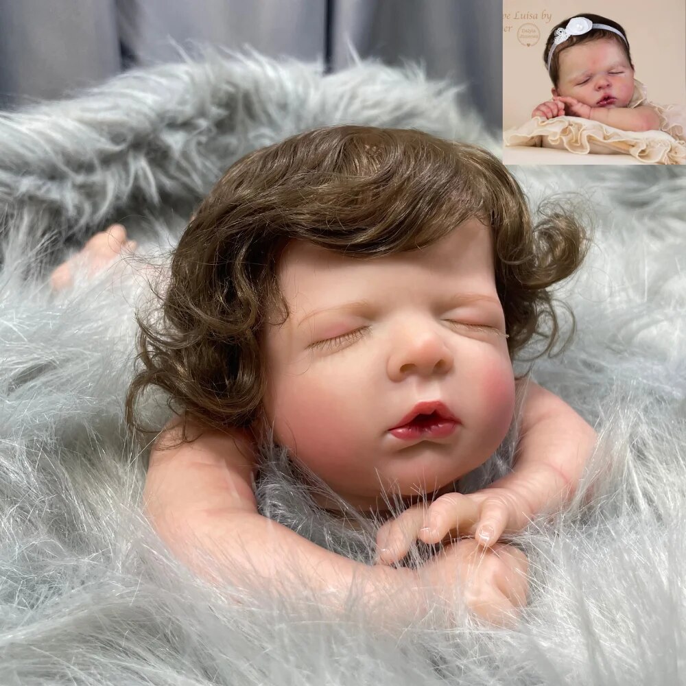 20Inch Already Painted Bebe Reborn Doll Kit Luisa With Hair Transplant Handmade Doll Parts 3D Skin DIY Toys for Boy Girls lol With Cloth Body Painted Doll Kit