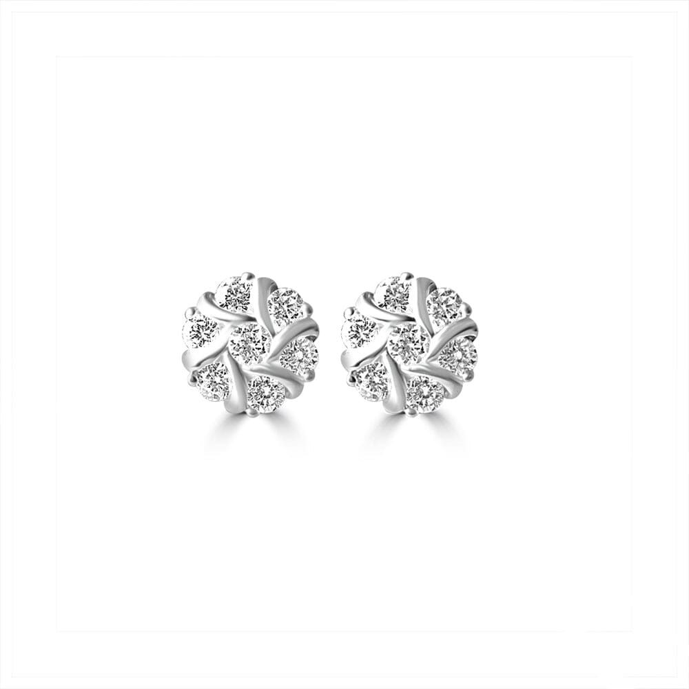 Auriga 925 Sterling Silver 1/2 Carats Round Floral Starburst Lab Grown Diamond Stud Earrings for Women