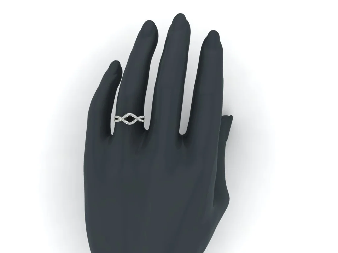 Black Diamond Engagement Rings for Women Round Cut Diamond Rings Criss Cross Intertwined 14K White Gold 1.10 Carat