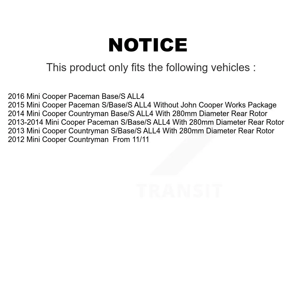 Transit Auto - Rear Coated Drilled Slotted Disc Brake Rotors And Ceramic Pads Kit For Mini Cooper Countryman Paceman KDT-100944