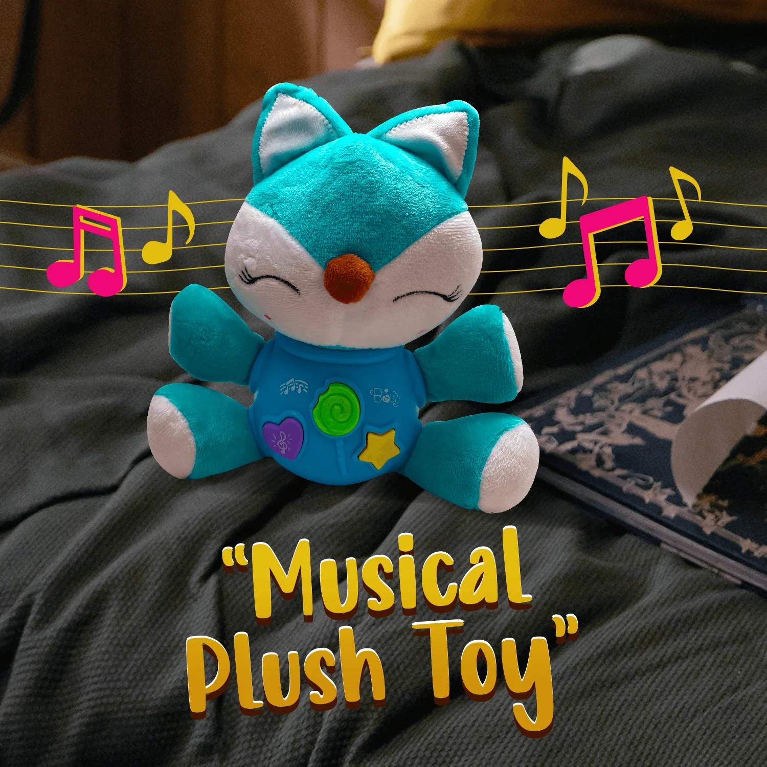 Gianna Baby Musical Toys, Cute Baby Stuffed Animal Newborn Toys for Babies 0 3 6 9 12 Month, Infants Baby Toy for Girls and Boys Best Gift (Fox)