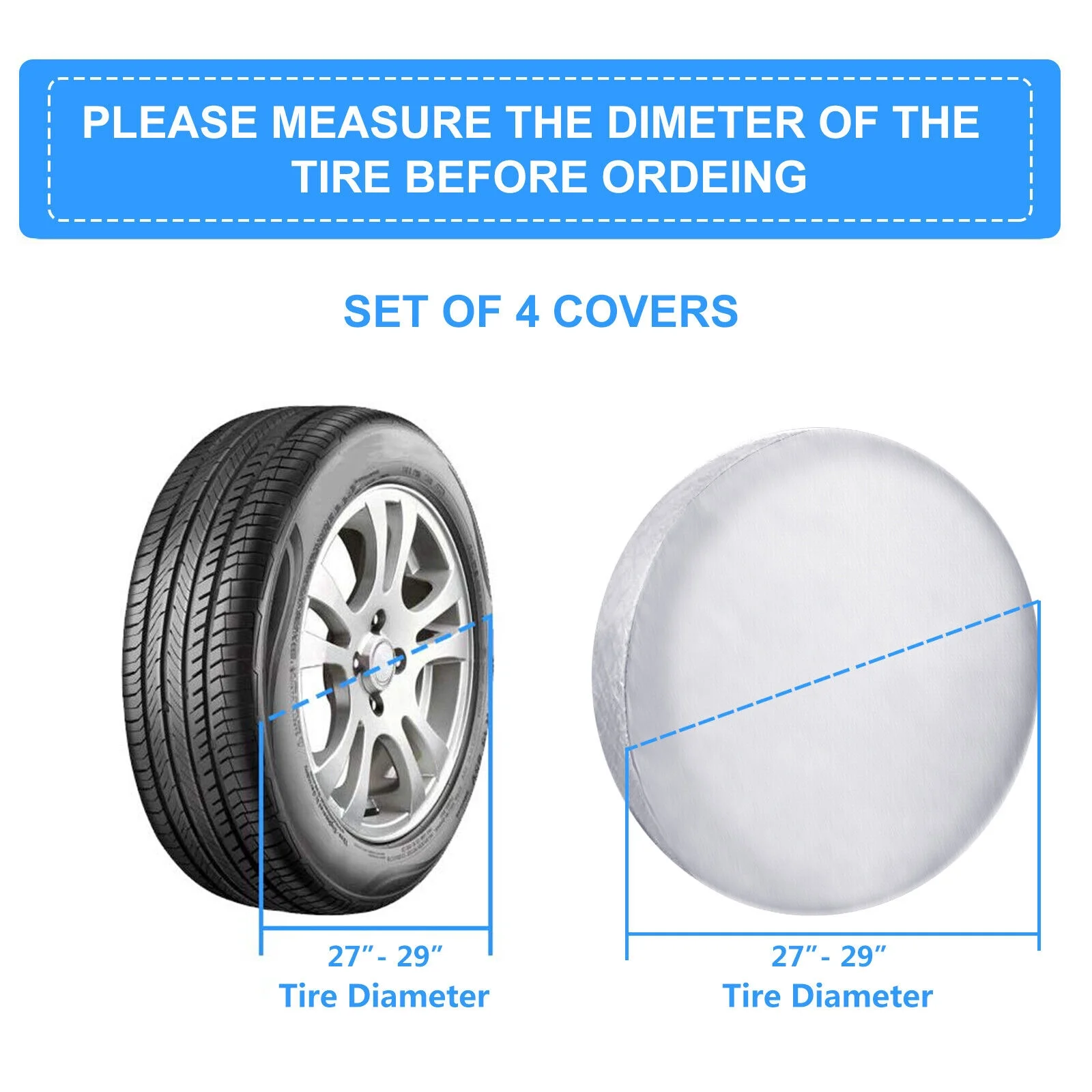 4PCS Waterproof Tire Covers Wheel Tyre RV Trailer Camper Sun Protector 27