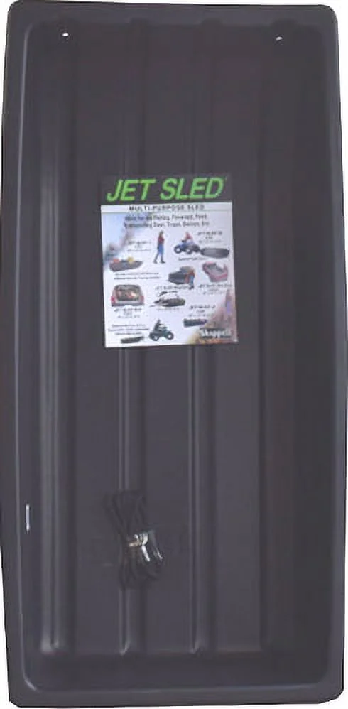 Eagle Claw Shappell Plastic 66 In. Poly Jet Sled, Black, Extra Large, Hunting Game Cart