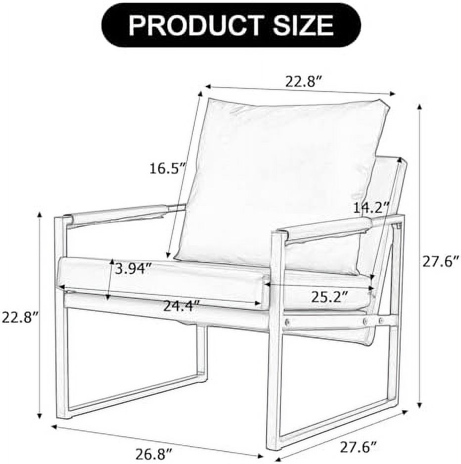 NLIBOOMLife Mid-Century Modern PU Leather Accent Arm Chair Extra Thick Padded Backrest and Seat Cushion Metal Frame Comfortable Sofa Chairs for Living Room Upgrade Your Home Decor (Black)