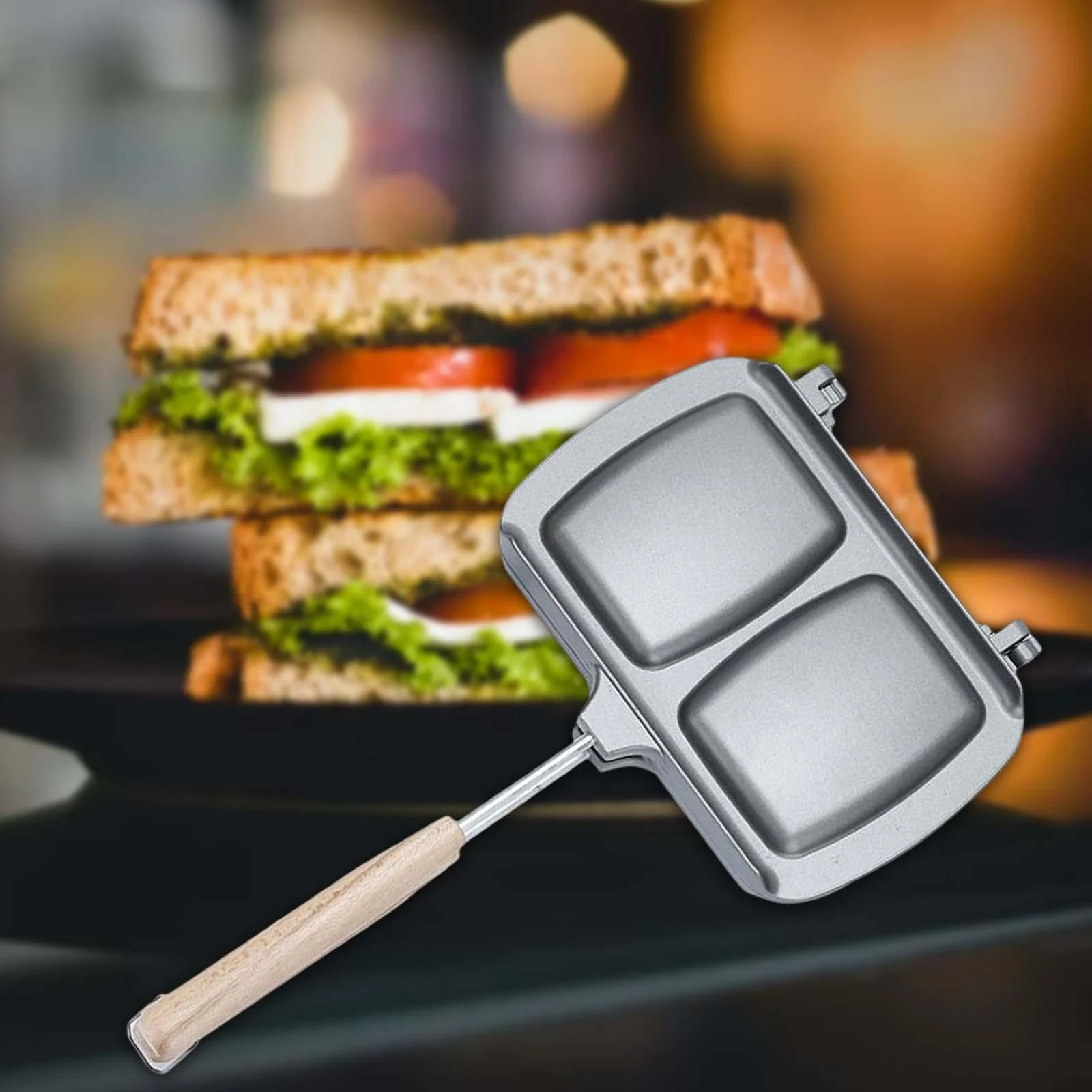 Pan, Home Cooks Sandwich Maker, Non Stick Coating, Easy to Clean & Mini Sandwich Makers, Double Side Heating Pan