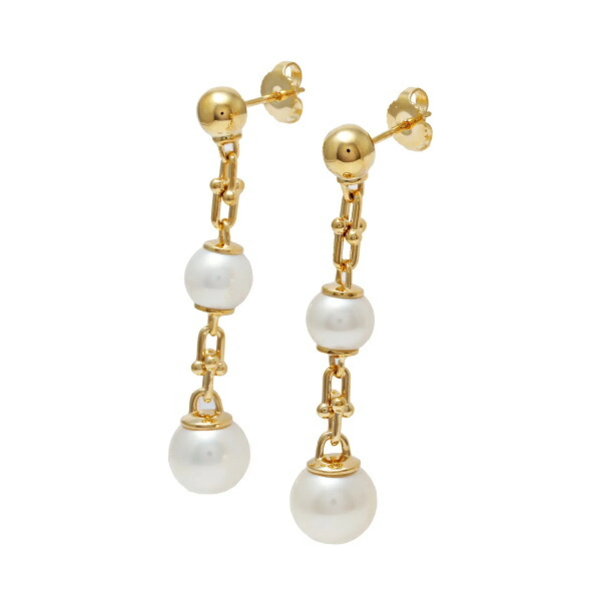 Pre-Owned Tiffany Triple Drop Link Hardware K18YG Yellow Gold Earrings (Good)