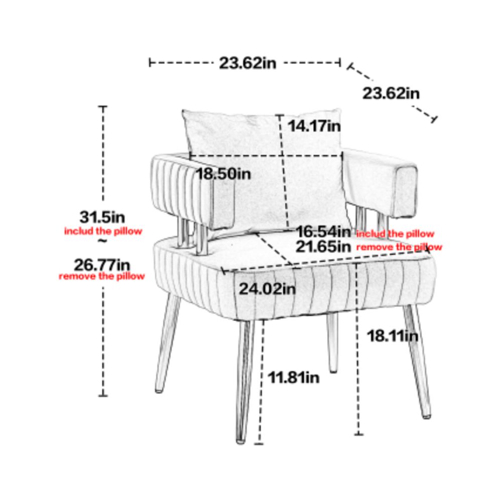 Accent Chair ,leisure single chair with Golden feet Olive Green + Polyester