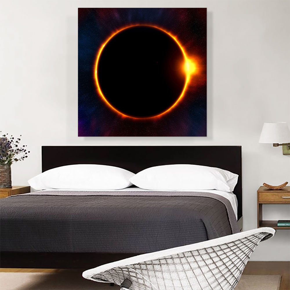 ARTCANVAS Solar Eclipse Moon Blocking Out Sun Square Canvas Art Print - Size: 36