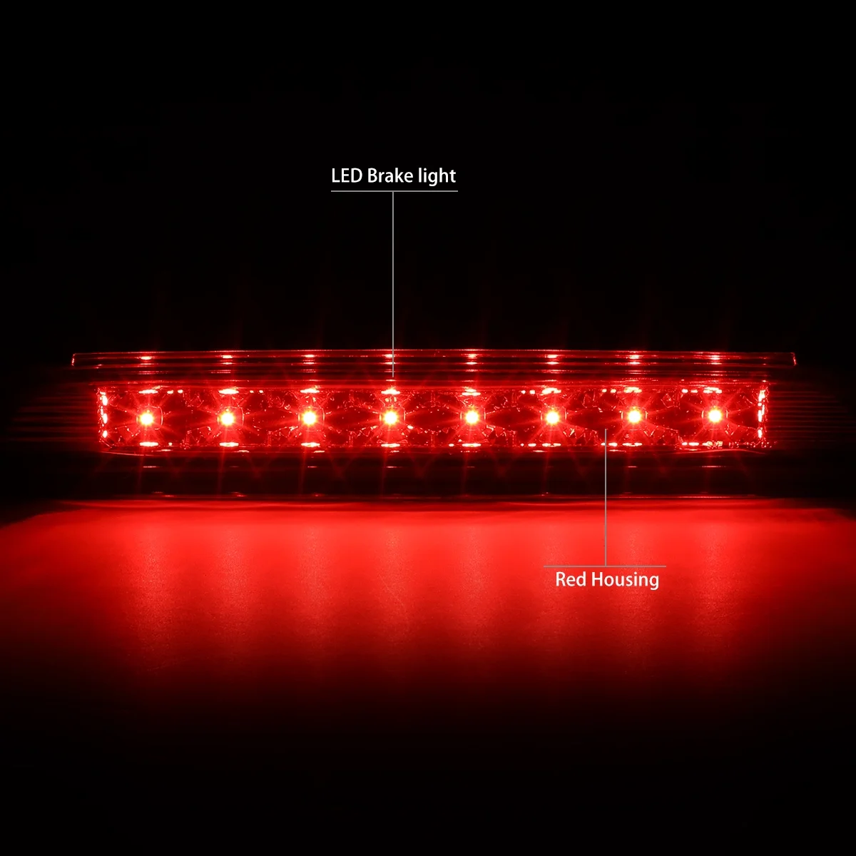 DNA Motoring 3BL-GMCEQ13-LED-RD For 2010 to 2017 Chevy Equinox GMC Terrain LED 3rd Third Tail Brake Light Rear Stop Lamp Red Housing 11 12 13 14 15 16