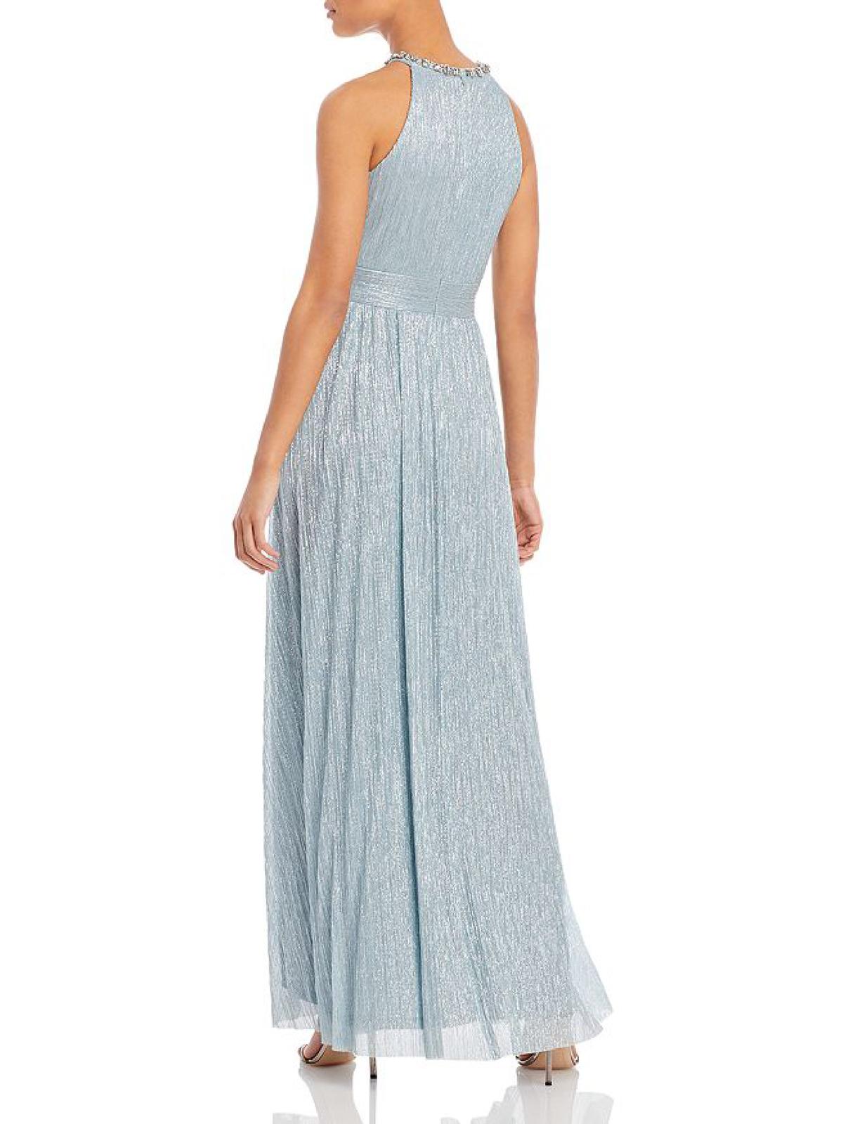 Eliza J Womens Metallic Embellished Evening Dress Blue 4