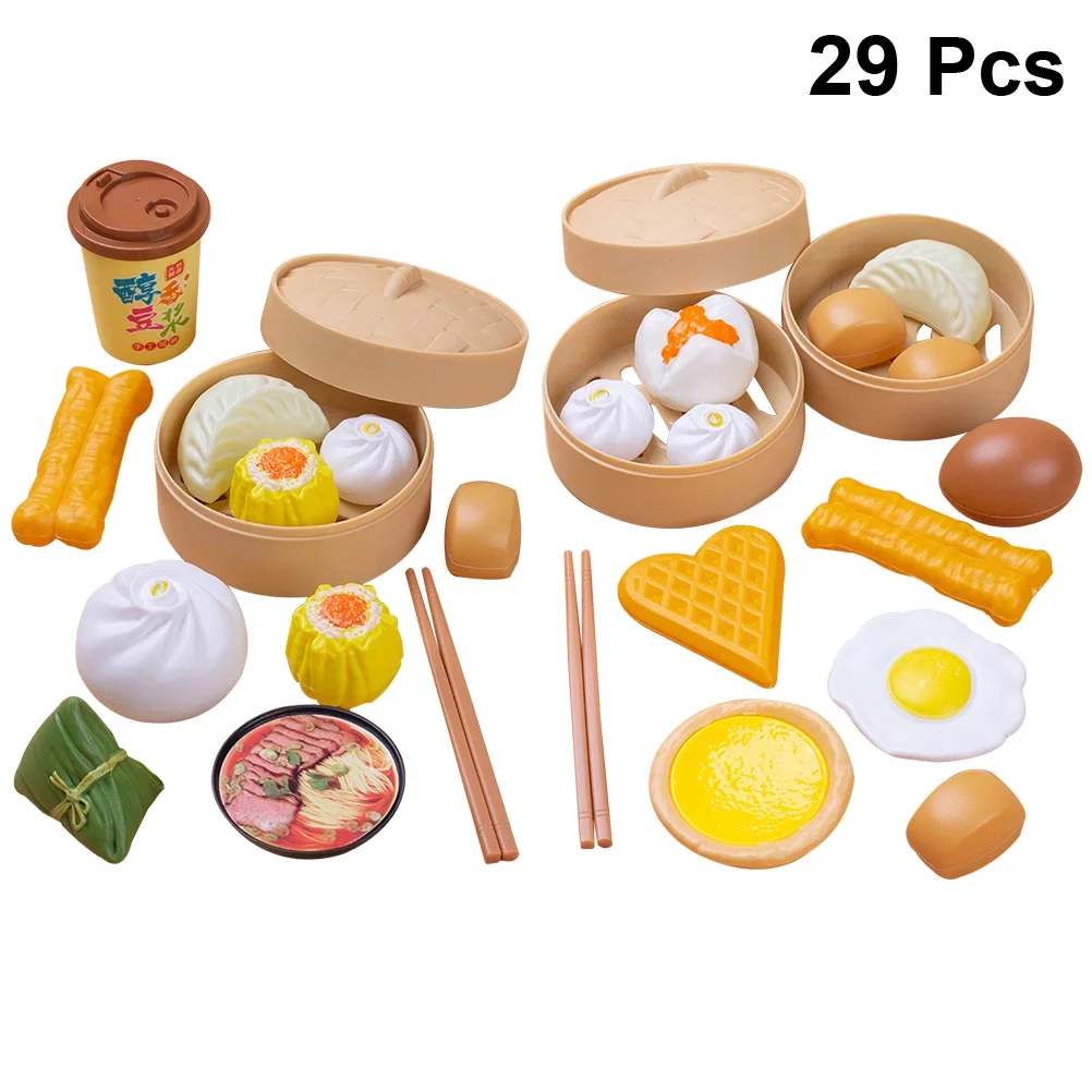 Hemoton 29pcs/2 Sets Kid Cooking Toys Funny Fake Steamed Buns Steamer Toys Kitchen Toys for Girl Boy (Colorful)